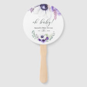 Stoffige Paarse Baby Shower Handwaaier (Voorkant)