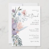 Stoffige Paarse & Blauwe Boho Bloemen Bruidsbrunch Kaart (Voorkant)