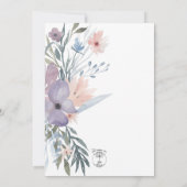 Stoffige Paarse & Blauwe Boho Bloemen Bruidsbrunch Kaart (Achterkant)