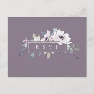 Stoffige Paarse Bloem Bruiloft RSVP Nummerverzoek Uitnodiging Briefkaart