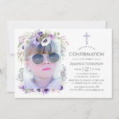 Stoffige Paarse Bloem Confirmatie Kaart (Voorkant)