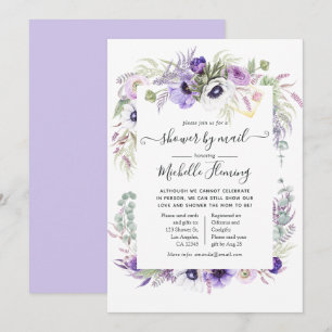 Stoffige Paarse Bloemen Baby Shower per Post Kaart