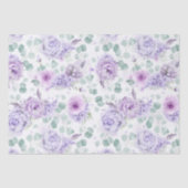 Stoffige paarse bloemen botanisch patroon tissuepapier (Voorkant)