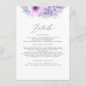 Stoffige Paarse Bloemen Bruiloft Informatie Informatiekaartje (Voorkant)