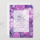 Stoffige Paarse Bloemen Bruiloft Kaart (Voorkant)