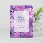 Stoffige Paarse Bloemen Bruiloft Kaart (Staand voorkant)