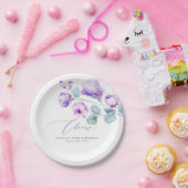 Stoffige Paarse Bloemen Elegant Romantisch Papieren Bordje (Feest)