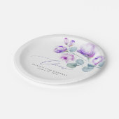 Stoffige Paarse Bloemen Elegant Romantisch Papieren Bordje (Gekanteld)