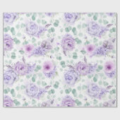 Stoffige paarse bloemen Eucalyptus bladeren botani Cadeaupapier (Vlak)