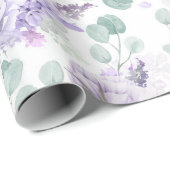 Stoffige paarse bloemen Eucalyptus bladeren botani Cadeaupapier (Rol Hoek)