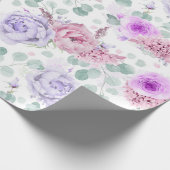 Stoffige paarse bloemen Eucalyptus bladeren botani Cadeaupapier (Hoek)