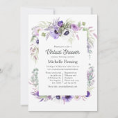 Stoffige Paarse Bloemen Virtuele Baby Shower Kaart (Voorkant)
