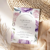 Stoffige Paarse Bloemenboog Rustieke Bruiloft Kaart