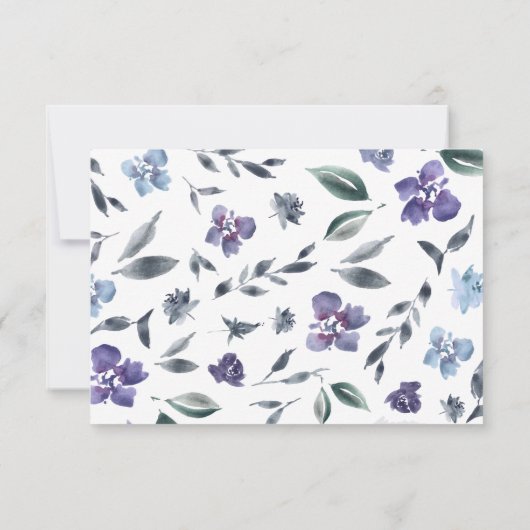 Stoffige Paarse Bloementuin Bruiloft Details Kaart (Achterkant)