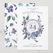 Stoffige Paarse bloementuin Bruiloft Uitnodiging (Voorkant / Achterkant)