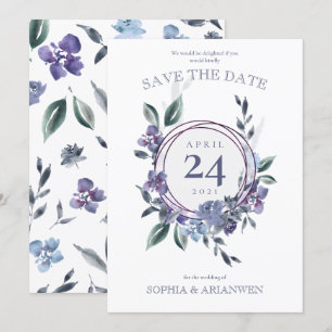 Stoffige Paarse bloementuin Bruiloft Uitnodiging