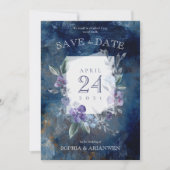 Stoffige Paarse bloementuin Bruiloft Uitnodiging (Voorkant)