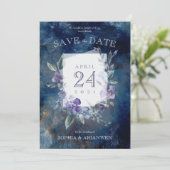 Stoffige Paarse bloementuin Bruiloft Uitnodiging (Staand voorkant)