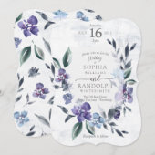 Stoffige Paarse Bloementuin bruiloft uitnodiging,  Kaart (Voorkant / Achterkant)