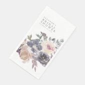 Stoffige Paarse Bloemige Waterverf Bruidsdouche Servet (Hoek)