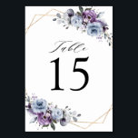 Stoffige Paarse Blooms Geometrische Bruiloft Kaart<br><div class="desc">Elegante en moderne bloemige midzomertafel nummerkaarten met een boeket van waterverf rozen pioenen in tinten van paarse pruim, stoffig roos, stoffig roze, mauve, salie met weelderige groene botanische bladeren en eucalyptus met gouden geometrische achtergrond. Vind meer bijpassende design en variaties uit mijn "blissweddingpaperie" winkel. En neem gerust contact met mij...</div>