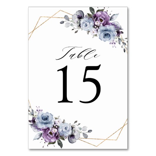 Stoffige Paarse Blooms Geometrische Bruiloft Kaart (Achterkant)