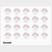 Stoffige Paarse Blush Roze Hydrangea bruiloft Ronde Sticker (Vel)