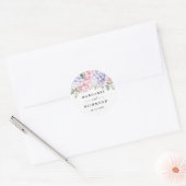 Stoffige Paarse Blush Roze Hydrangea bruiloft Ronde Sticker (Envelop)