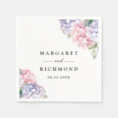 Stoffige Paarse Blush Roze Hydrangea bruiloft Servet (Voorkant)