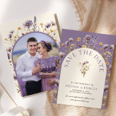Stoffige Paarse Boho Wildflower bruiloft foto Save The Date