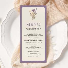 Stoffige Paarse Boho Wildflower bruiloft Menu