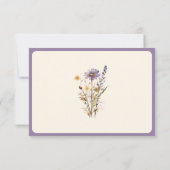 Stoffige Paarse Boho Wildflower bruiloft RSVP Kaartje (Achterkant)