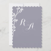 Stoffige Paarse Boho Wildflower Tak Bruiloft Kaart (Achterkant)