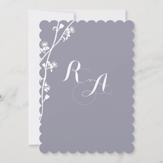 Stoffige Paarse Boho Wildflower Tak Bruiloft Kaart (Achterkant)