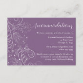 Stoffige Paarse Elegante Bloemen Bruiloft Accommod Informatiekaartje (Voorkant)