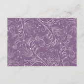Stoffige Paarse Elegante Bloemen Bruiloft Accommod Informatiekaartje (Achterkant)
