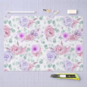 Stoffige paarse en roze bloemen botanisch patroon tissuepapier (Craft)