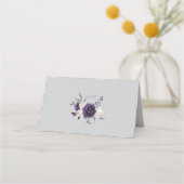 stoffige paarse en witte bloemen plaatskaartje (Achterkant)