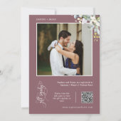 Stoffige Paarse Greenery Paren Douche QR Code Foto Kaart (Achterkant)