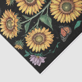 Stoffige Paarse, hoge zonnebloem & monarch vlinder Tissuepapier (Detail)