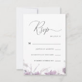 Stoffige Paarse Kalligrafie en Bloemen Rsvp (Voorkant)