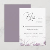 Stoffige Paarse Kalligrafie en Bloemen Rsvp (Voorkant / Achterkant)
