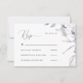 Stoffige Paarse Kalligrafie en Bloemen Rsvp (Voorkant)