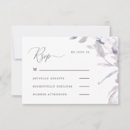 Stoffige Paarse Kalligrafie en Bloemen Rsvp