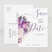 Stoffige Paarse Lavendel Bloemen bruiloft opslaan Briefkaart (Voorkant / Achterkant)