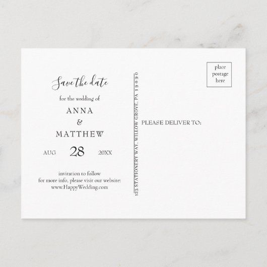 Stoffige Paarse Lavendel Bloemen bruiloft opslaan Briefkaart (Achterkant)