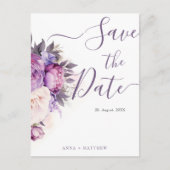 Stoffige Paarse Lavendel Bloemen bruiloft opslaan Briefkaart (Voorkant)