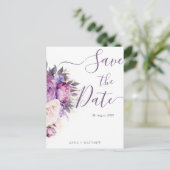 Stoffige Paarse Lavendel Bloemen bruiloft opslaan Briefkaart (Staand voorkant)