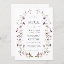 Stoffige Paarse Lavendel Wildflower Garden Wedding Kaart