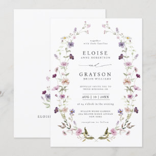 Stoffige Paarse Lavendel Wildflower Garden Wedding Kaart